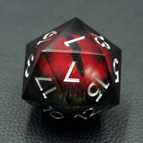 مجموعة نرد راتنج مقلة العين ذات حافة حادة، زنزانات وتنينات أساسية سائلة 50 مم DND Dice D20 مع علبة هدايا، مجموعات نرد متعددة السطوح للعب الأدوار (مقلة عين قزم داكنة متحركة-1) in Kuwait