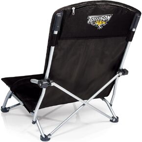 PICNIC TIME NCAA Towson University Tigers Tranquility Beach Chair with Carry Bag, Low Beach Chair for Adults, Low Lawn Chair, (Black)