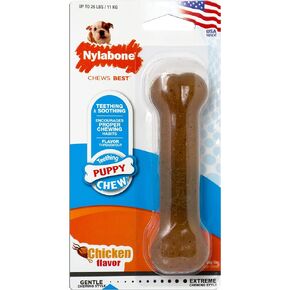 Nylabone Puppy Chew Toy - Puppy Chew Toys for Teething - Puppy Supplies - Chicken Flavor, Small (1 Count)