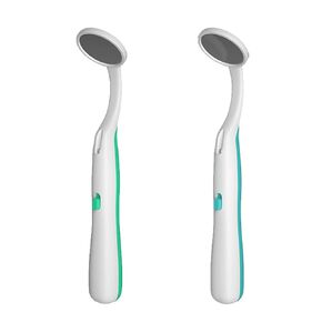 2 Pieces Dental Mirror with Light Anti Fog,Dentist Oral Care Tool,5.90 inches (15cm) Blue & Green Pack of 2