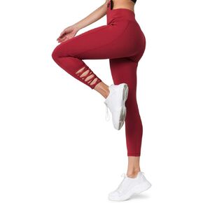 YELETE Women's Jogging Pants High Waist Lattice Ankle Cutout Workout Leggings with Pockets