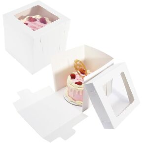 20 قطعة من علب الكيك مقاس 8x8x8 بوصة مع نافذة، وصناديق حلوى المخابز البيضاء، وحاويات كعكة مربعة من درجة الطعام in Kuwait