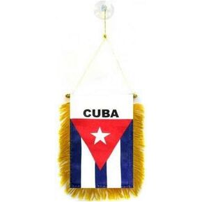 AZ FLAG Cuba Mini Banner 6'' x 4'' - Cuban Pennant 15 x 10 cm - Mini Banners 4x6 inch Suction Cup Hanger