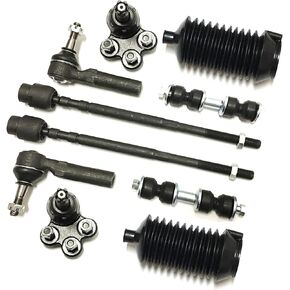 PartsW - 10 Pc Front Suspension Kit Inner & Outer Tie Rod Ends, Lower Ball Joints, Sway Bar End Links, Bellow Boots