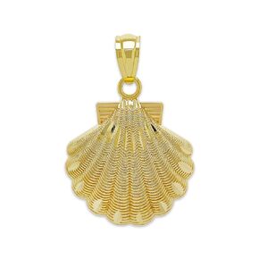 Charm America- Gold Seashell Charm Pendant - 10 Karat Gold - Seashell Necklace - Gold Seashell Jewelry