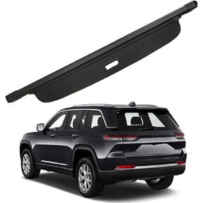 kaungka Retractable Protective Cargo Cover Compatible for 2022 2023 2024 Jeep Grand Cherokee 5 seat(2 Row; WL) 4XE Durable Black