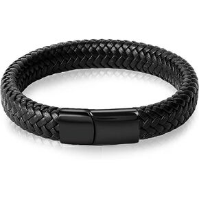 Urn Bracelet for Ashes Cremation Jewelry Leather Cuff Urn Bangle for Ashes Stainless Steel Keepsake Memorial Urn Bracelet for Men Women (Size 22cm)
