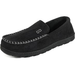 Zizor Men's Moccasin Slippers With Memory Foam, House Shoes for Indoor Outdoor