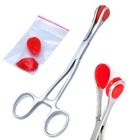 Young Tongue Seizing Forceps 6.5" Stainless Steel with Extra 2 Rubber Jaws