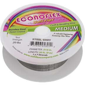 سلك خرز Soft Flex Econoflex Hobby - سلك مرن من الفولاذ المقاوم للصدأ للصياغة - 7 حبلا 0.19 30 قدم in Kuwait