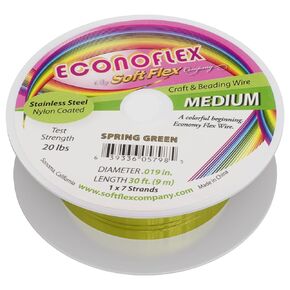 سلك خرز Soft Flex Econoflex Hobby - سلك مرن من الفولاذ المقاوم للصدأ للصياغة - 7 حبلا 0.19 30 قدم