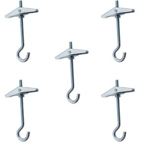 5PCS 3.6inch/9cm Heavy Duty Wall Fixing Ceiling Hook Plant Hook Spring Loaded Toggle Winged Hook Suitable for Hanging Plant Flower Pot Chimes and Lamp