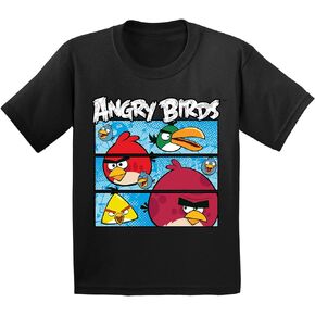 Angry Birds Official Three Comic Panels Printed Short Sleeve 100% Cotton T-Shirt for Boys, Girls, Unisex
