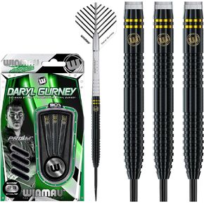 Winmau Daryl Gurney Black Special Edition Tungsten Steeltip Darts Set 23g with Player Flights and Prism Shafts (Stems)