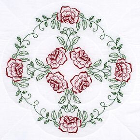 Jack Dempsey Needle Art Circle of Roses Hand Embroidery, White