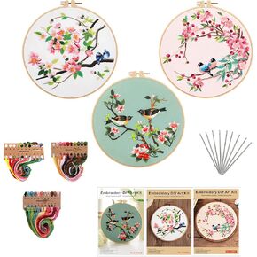 Chwang 3Pcs Butterfly Embroidery Kits, Beginners Embroidery Stitch Practice kit, Hand DIY Cross Stitch Kits for Wall Decoration,Kids Adults Crafts Embroidery Starter Kit (Style 1 - Butterfly) in Kuwait