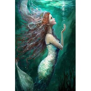 STOJAN Deep Sea Mermaid Diamond Painting Kits, Diamond Painting for Beginners 5D Full Diamond Embroidery Crystal Gemstone Paste Art, for Bathroom Decor Bedroom Decor Or Gift Giving-16X20Inch