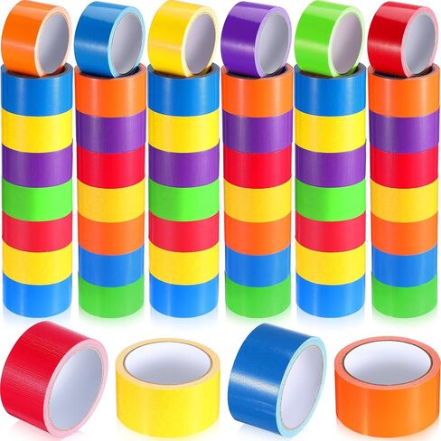 48 Pack Rainbow Colored Duct Tape 10 Yards x 2 Inch Waterproof Heavy Duty Duct Tape Tear by Hand Colored Duct Tape Multipack for Arts and DIY Projects in Saudi Arabia