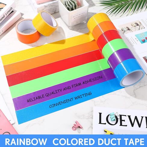 48 Pack Rainbow Colored Duct Tape 10 Yards x 2 Inch Waterproof Heavy Duty Duct Tape Tear by Hand Colored Duct Tape Multipack for Arts and DIY Projects in Saudi Arabia