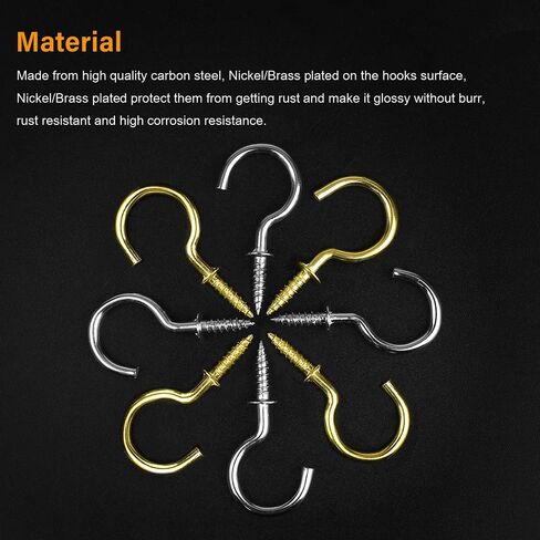 1inch Black Zinc Plated Metal Screw-in Ceiling Hooks Cup Hooks Black, 120 Pieces in Saudi Arabia