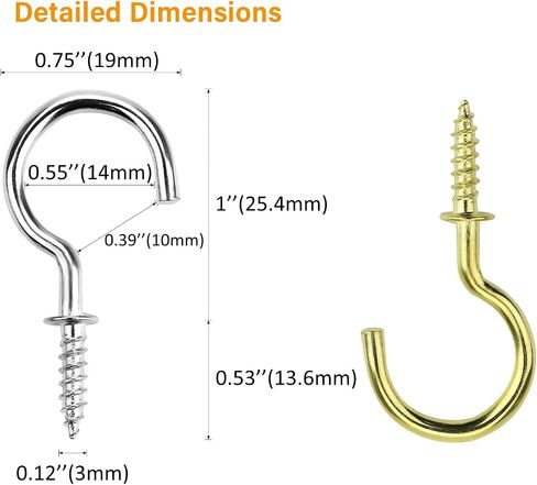 1inch Black Zinc Plated Metal Screw-in Ceiling Hooks Cup Hooks Black, 120 Pieces in Saudi Arabia