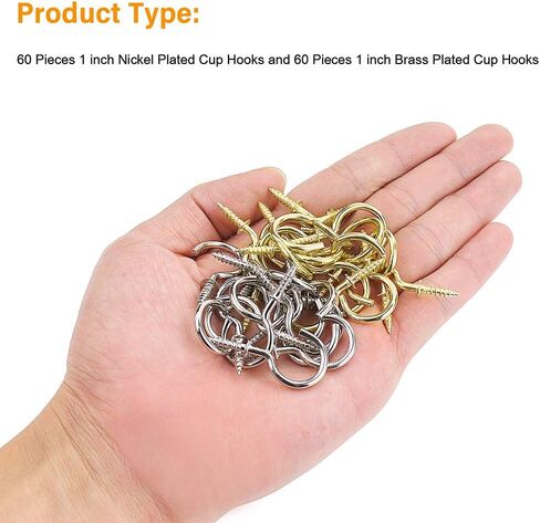 1inch Black Zinc Plated Metal Screw-in Ceiling Hooks Cup Hooks Black, 120 Pieces in Saudi Arabia