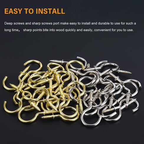 1inch Black Zinc Plated Metal Screw-in Ceiling Hooks Cup Hooks Black, 120 Pieces in Saudi Arabia