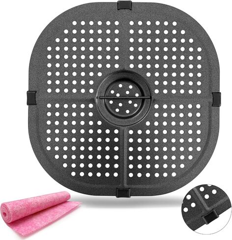 Air Fryer Crisper Plate for COSORI 5QT Air Fryers, 9.09IN Premium Square Nonstick Air Fryer Tray Grill Pan Replacement Parts Accessories Rack with Rubber Tips for Instant Air Fryer in Saudi Arabia