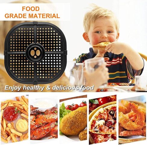 Air Fryer Crisper Plate for COSORI 5QT Air Fryers, 9.09IN Premium Square Nonstick Air Fryer Tray Grill Pan Replacement Parts Accessories Rack with Rubber Tips for Instant Air Fryer in Saudi Arabia