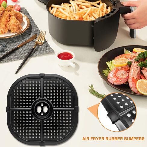 Air Fryer Crisper Plate for COSORI 5QT Air Fryers, 9.09IN Premium Square Nonstick Air Fryer Tray Grill Pan Replacement Parts Accessories Rack with Rubber Tips for Instant Air Fryer in Saudi Arabia