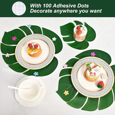 60 قطعة من أوراق النخيل الاصطناعية من BLEUM CADE، أوراق Monstera الاستوائية لتزيين حفلات عيد الميلاد في الغابة السفاري هاواي لوا، أوراق النخيل الخضراء المزيفة الكبيرة لقطع الطاولة وديكور الحائط in Kuwait