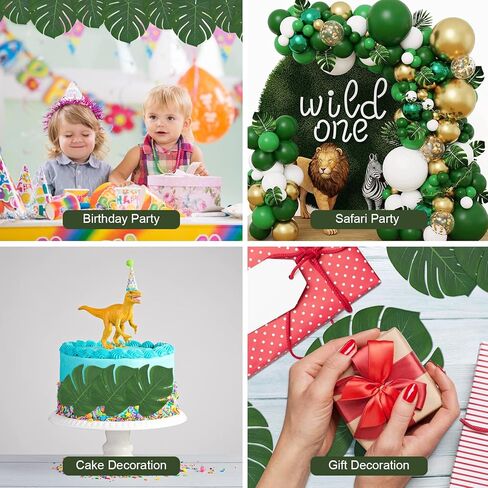 60 قطعة من أوراق النخيل الاصطناعية من BLEUM CADE، أوراق Monstera الاستوائية لتزيين حفلات عيد الميلاد في الغابة السفاري هاواي لوا، أوراق النخيل الخضراء المزيفة الكبيرة لقطع الطاولة وديكور الحائط in Kuwait