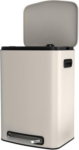 13 Gallon Foot Pedal Large Trash Can with Soft Close Quiet Lid, Stainless Steel Thickened Body Rectangular Garbage Can for Kitchen Trash can, Office Garbage Can, Commercial, Home and More - Black in Saudi Arabia