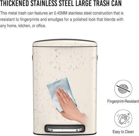 13 Gallon Foot Pedal Large Trash Can with Soft Close Quiet Lid, Stainless Steel Thickened Body Rectangular Garbage Can for Kitchen Trash can, Office Garbage Can, Commercial, Home and More - Black in Saudi Arabia