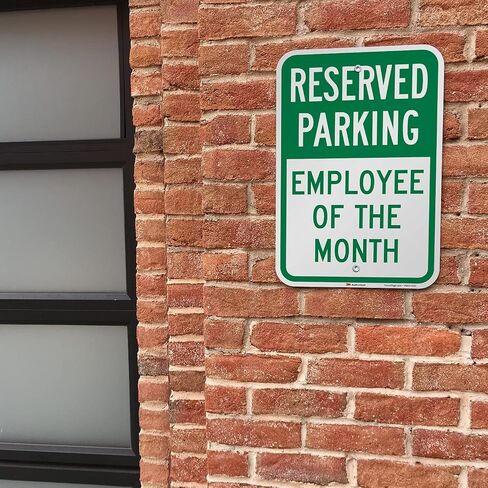 SmartSign - K-5499-EG-12x18 Reserved Parking - Employee of the Month Sign by | 12" x 18" 3M Engineer Grade Reflective Aluminum Green on White in Saudi Arabia