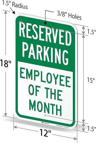 SmartSign - K-5499-EG-12x18 Reserved Parking - Employee of the Month Sign by | 12" x 18" 3M Engineer Grade Reflective Aluminum Green on White in Saudi Arabia