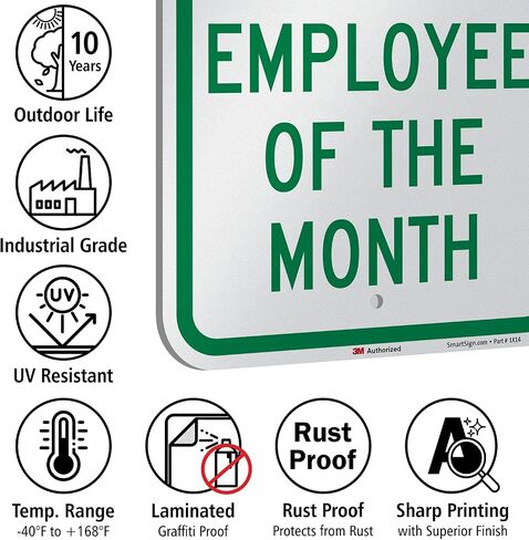 SmartSign - K-5499-EG-12x18 Reserved Parking - Employee of the Month Sign by | 12" x 18" 3M Engineer Grade Reflective Aluminum Green on White in Saudi Arabia