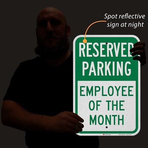 SmartSign - K-5499-EG-12x18 Reserved Parking - Employee of the Month Sign by | 12" x 18" 3M Engineer Grade Reflective Aluminum Green on White in Saudi Arabia