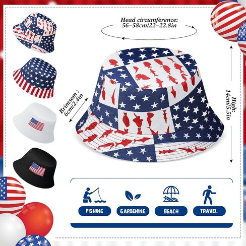 4 Pieces Bucket Hat American Flag and Solid Color Reversible Bucket Hats Double Side Wear Patriotic Bucket Hat Cotton Packable Fisherman Hat Summer Hat for Men Women Labor in Saudi Arabia