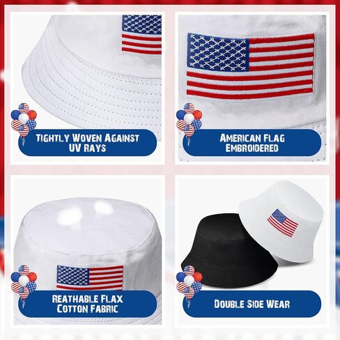 4 Pieces Bucket Hat American Flag and Solid Color Reversible Bucket Hats Double Side Wear Patriotic Bucket Hat Cotton Packable Fisherman Hat Summer Hat for Men Women Labor in Saudi Arabia