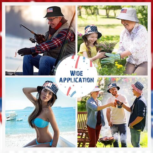 4 Pieces Bucket Hat American Flag and Solid Color Reversible Bucket Hats Double Side Wear Patriotic Bucket Hat Cotton Packable Fisherman Hat Summer Hat for Men Women Labor in Saudi Arabia