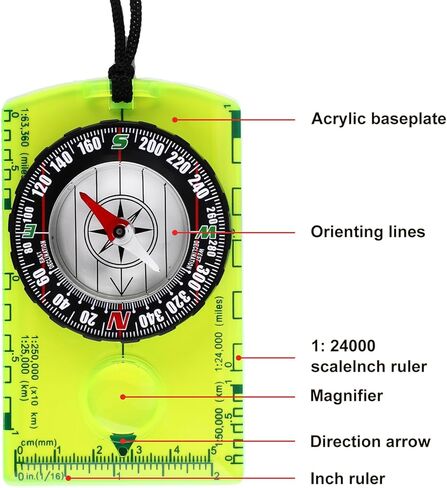 3 قطع بوصلة للمشي لمسافات طويلة مع 3 قطع صفارات تخييم 2 في 1 مع حبل، بوصلة توجيه احترافية لقراءة الخرائط، بوصلة كشفية للأطفال والكبار في حالات الطوارئ والمشي لمسافات طويلة على الظهر in Kuwait