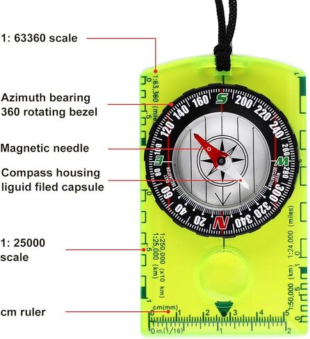 3 قطع بوصلة للمشي لمسافات طويلة مع 3 قطع صفارات تخييم 2 في 1 مع حبل، بوصلة توجيه احترافية لقراءة الخرائط، بوصلة كشفية للأطفال والكبار في حالات الطوارئ والمشي لمسافات طويلة على الظهر in Kuwait