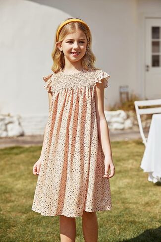 فساتين البنات، فستان صيفي بأكمام واسعة وأكمام واسعة، فستان صيفي بطيات واسع in Kuwait