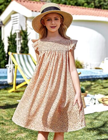 فساتين البنات، فستان صيفي بأكمام واسعة وأكمام واسعة، فستان صيفي بطيات واسع in Kuwait