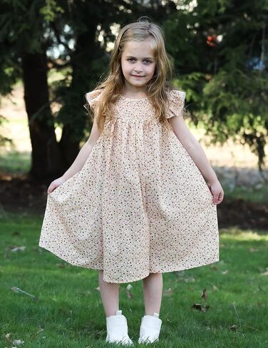 فساتين البنات، فستان صيفي بأكمام واسعة وأكمام واسعة، فستان صيفي بطيات واسع in Kuwait