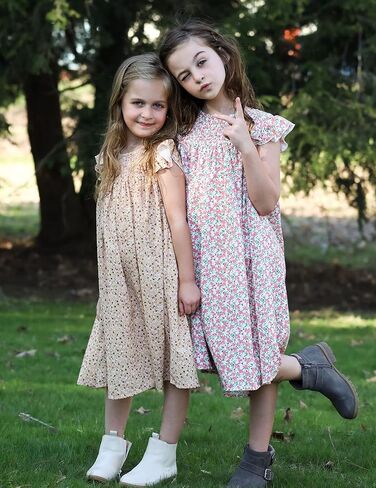 فساتين البنات، فستان صيفي بأكمام واسعة وأكمام واسعة، فستان صيفي بطيات واسع in Kuwait