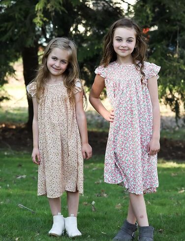 فساتين البنات، فستان صيفي بأكمام واسعة وأكمام واسعة، فستان صيفي بطيات واسع in Kuwait