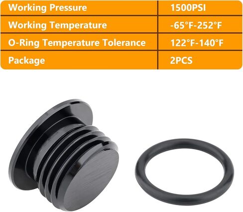 AN6 ORB O Ring AN6 Male Hex Head Socket Port Plug Block Off Fitting Black Aluminum, Pack of 2 in Saudi Arabia