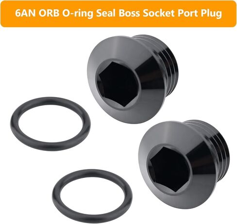 AN6 ORB O Ring AN6 Male Hex Head Socket Port Plug Block Off Fitting Black Aluminum, Pack of 2 in Saudi Arabia
